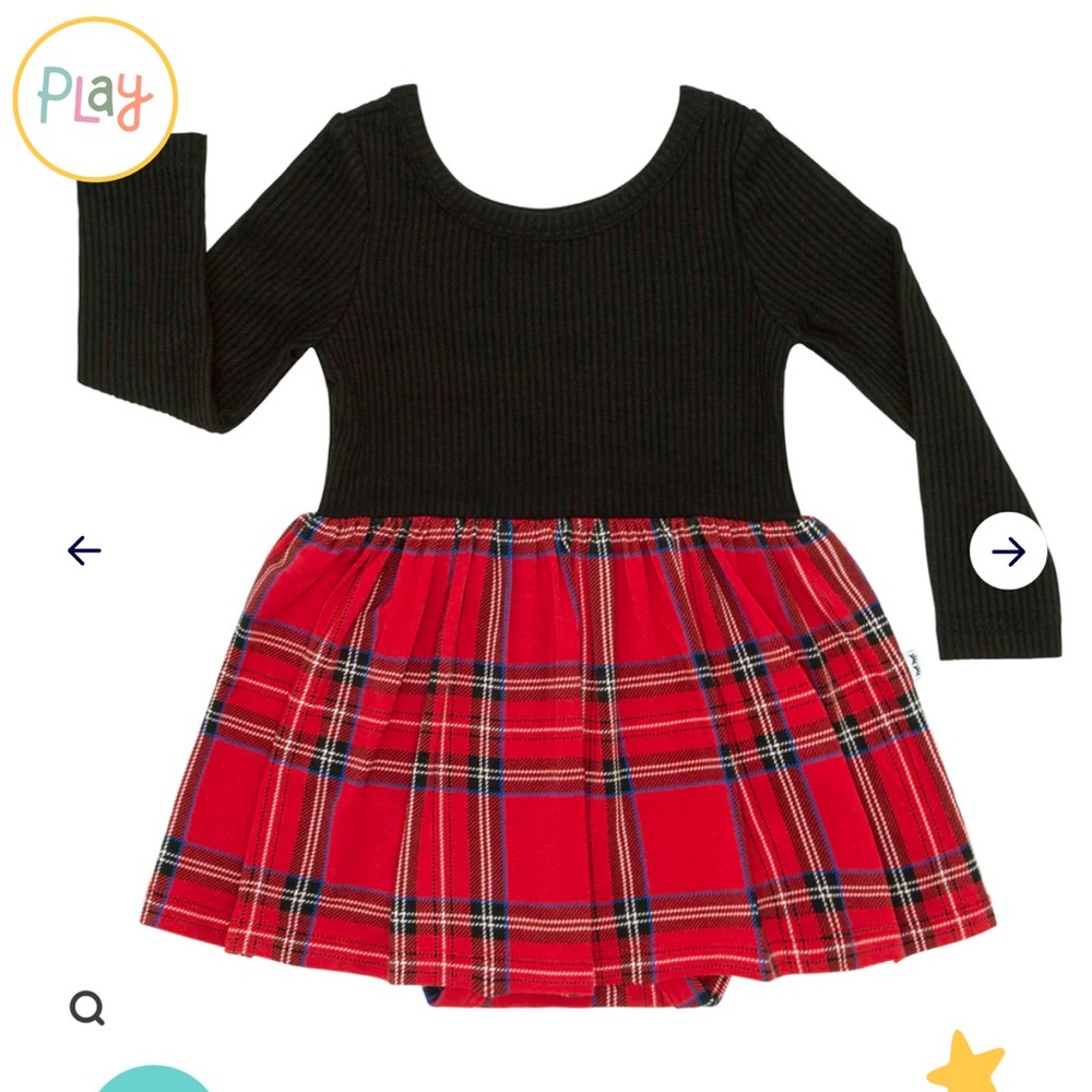Little Sleepies Play Skater Dress with Bodysuit in Holiday Plaid